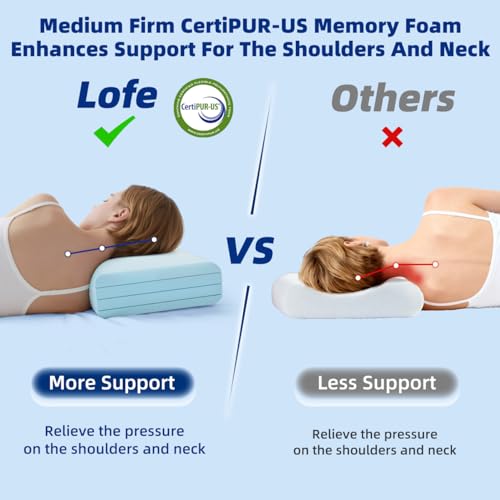 LOFE Adjustable Memory Foam Pillow for Side Sleepers, CertiPUR-US, Grey, 23.6''×14.2''