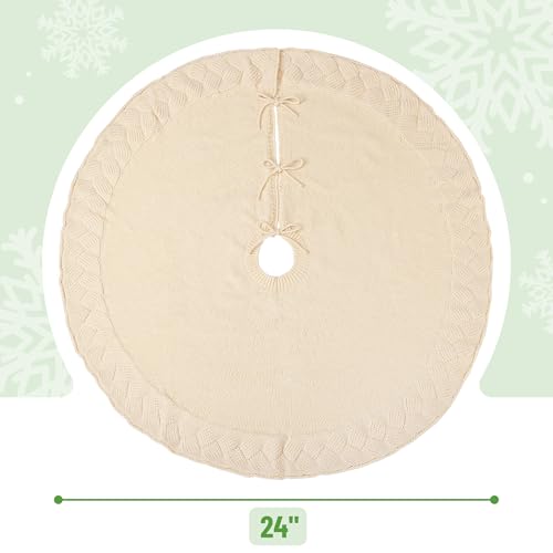 Mr. Pen 24-Inch Knitted Christmas Tree Skirt with Braided Pattern
