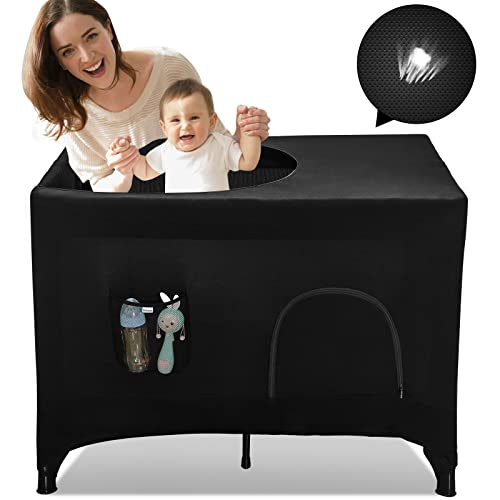 Hiaksedt Pack N Play Blackout Cover with Pocket - Breathable Travel Crib Tent