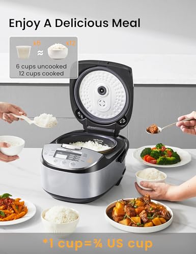 6-Cup Capacity Fuzzy Logic Rice Cooker with 11 Preset Modes - Compact & Versatile