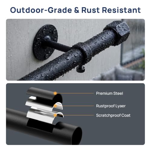 ENJOYBASICS 32-240" Heavy Duty Curtain Rod for Outdoor, No Sagging, 1