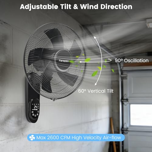 16-Inch Wall Mounted Fan for Home Garage Workshop Greenhouse - Fanspex
