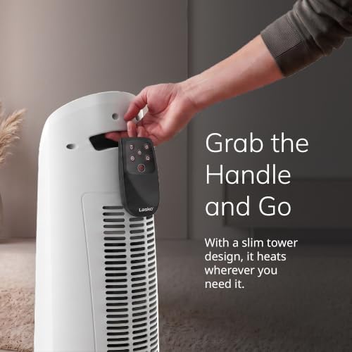 Lasko Oscillating Digital Ceramic Tower Heater - 1500W Home Space Heater with Remote, Timer & Overheat Protection - Medium