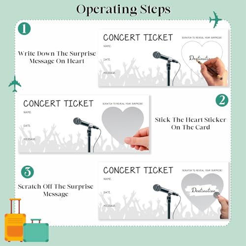 Ltazhyi 5 Set Gray Surprise Scratch & Reveal Concert Tickets 3.5 x 8 in DIY Gift