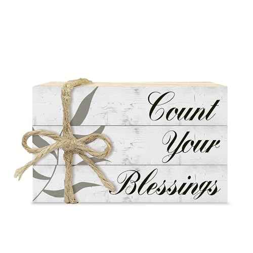 Mini Decorative Books For Home Decor, Small Bible Faux Wood Book Stack Decor, Count Your Blessings Grateful Stacked Book Decor, Stacked Display Books For Mantel Thanksgiving Decor, Three Pieces -A(13)
