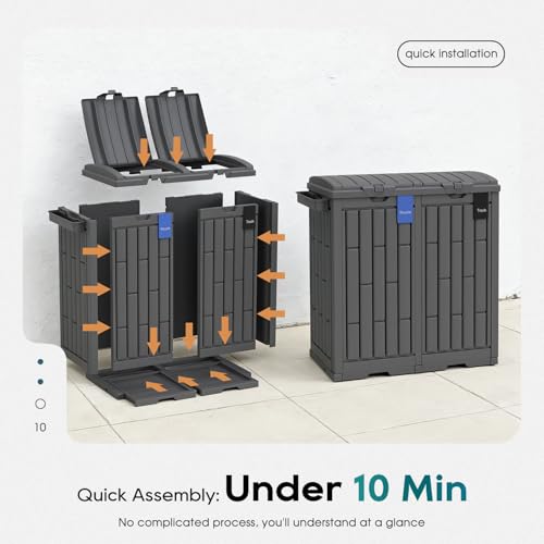 FDW 60G Dual Outdoor Trash Can with Lid & Safe Ashtray - Waste Sorting Bin