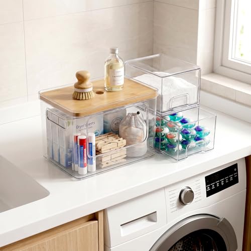Hudgan Under Sink Organizer 3 in 1, Stackable Acrylic Bathroom