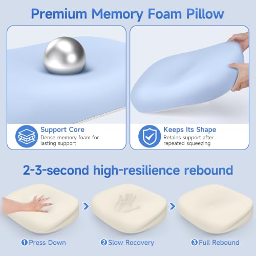 MFWW Blue Cervical Neck Pillow with Memory Foam - Pain Relief & Ergonomic Support
