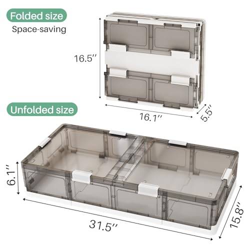 Large Under Bed Storage Containers 2 Pack - Foldable, Wheeled, Dust-Proof Clothes Shoe Organizer