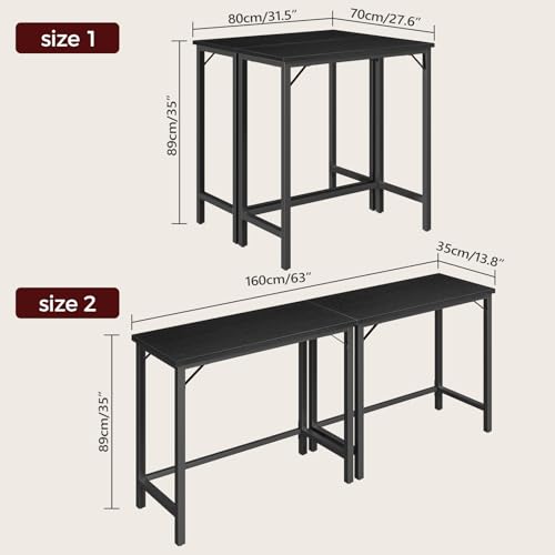 MAHANCRIS Black Narrow Bar Table 63-Inch Connectable Pub & Dining Table