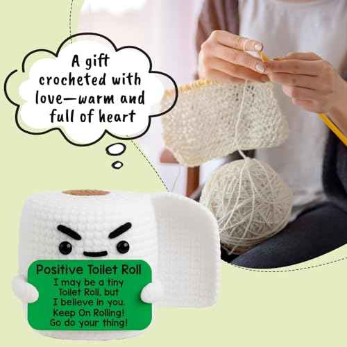 Funny Positive Crochet Animals Emotional Inspirational Support Christmas Birthday Gifts for Men Women Friend Brother Coworker Man Gifts, Mini Small Gag Handmade Knitted Cute Relaxing Stuff Desk Decor