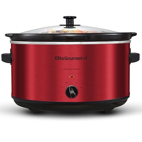 Elite Gourmet 8.5 Qt Electric Ceramic Slow Cooker - Metallic Red