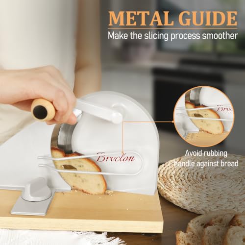 Brvclon Grayish White Manual Bread Slicer with Adjustable Thickness & 10 Bread Bags