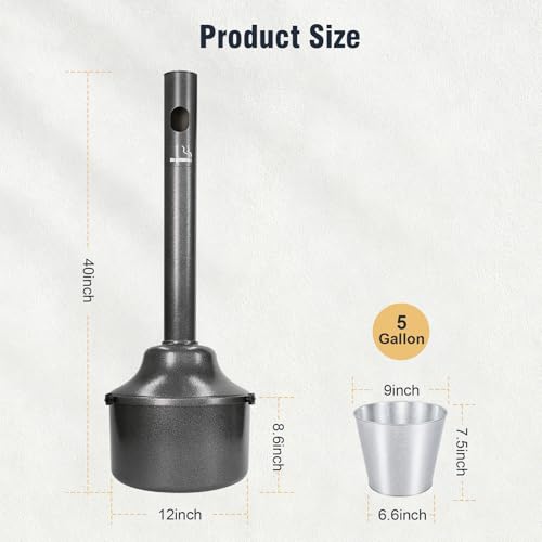 OKBA Black 5-Gallon Commercial Outdoor Trash Receptacle - 40in H x 12in Diameter