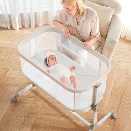Fodoss Baby Bassinets Bedside Sleeper - All Mesh Bassinet with