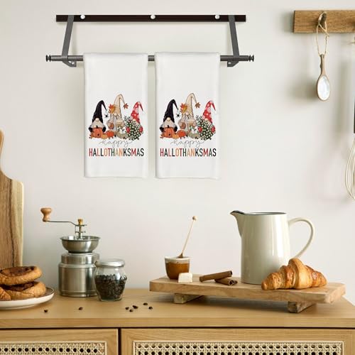 Hallothanksmas Gnomes 16x24 Inch Kitchen Towels – Funny Holiday Decor - CIOJUNE
