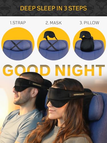 Travel Pillow with Eye Mask Support for Deep Sleep - Lightweight & Machine Washable