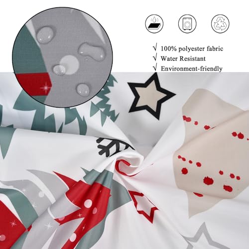 GCIREC Christmas Tree Shower Curtain with 12 Hooks - 72x72 Inches Xmas Holiday Waterproof Fabric