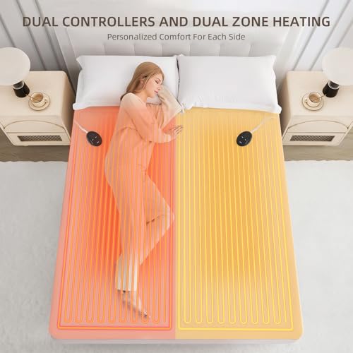 Bwarm White King Size Electric Heated Mattress Pad 78" x 80" with 9 Heat Settings