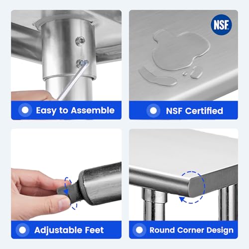 14x36 Inch Stainless Steel Prep & Work Table - NSF Commercial