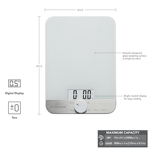 Kitchen Scale 11lb Digital Food & Kitchen Weighing Scale with Glass Surface - White - Variation of THIS listing