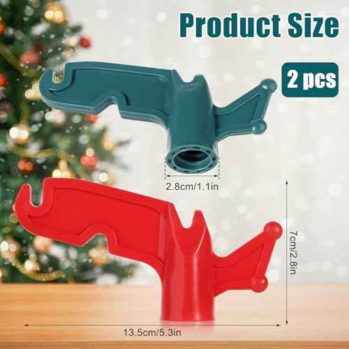 2pcs Plastic Utility Hook, Extension Pole Hanger Attachments Telescoping Pole Boat Pole Accessories Threaded Poles Screw-On Pole Adapter for Hanging Halloween Christmas Light (Green, Red)