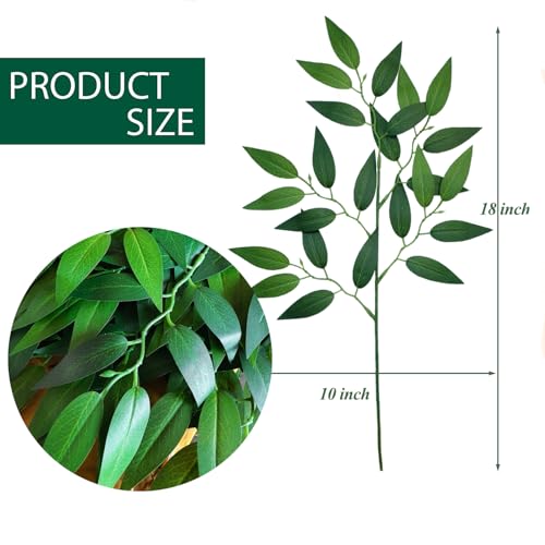 KACOMACO 100PCS Artificial Italian Ruscus Greenery Stems 18" for Wedding & Decor
