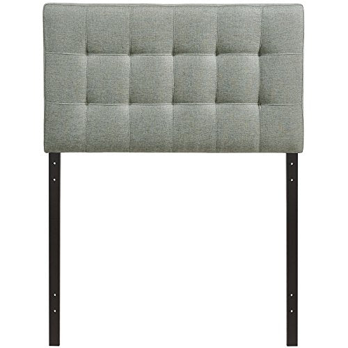 Twin Upholstered Linen Fabric Headboard - Gray Tufted Design