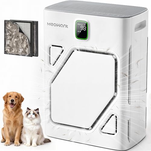 Pet Air Purifier with Dual Air Intakes, HEPA Filter for Large Rooms
