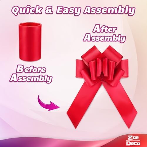 Zoe Deco - Giant Red Car Bow - 23 Inch Decorative Bow for Birthdays, Weddings & Surprise Parties