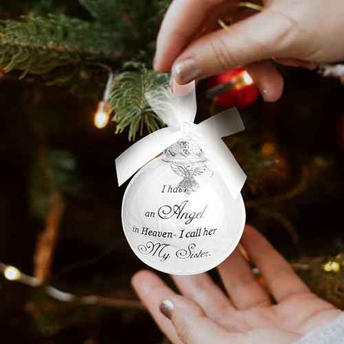 Christmas Memorial Feather Ball Angel Ornament I Have an Angel in Heaven I Call Her Mom Family Memorial Loss of Loved One Hanging Pendant Xmas Tree D?cor