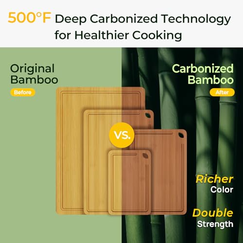 Keechee Carbonized Bamboo 4-Piece Cutting Board Set - Brown