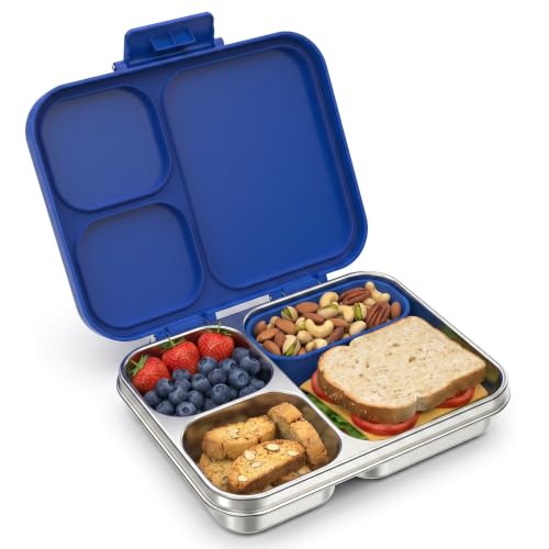 LOHASOK Stainless Steel Lunch Box 34oz Blue Kids Safe Food-Grade Container