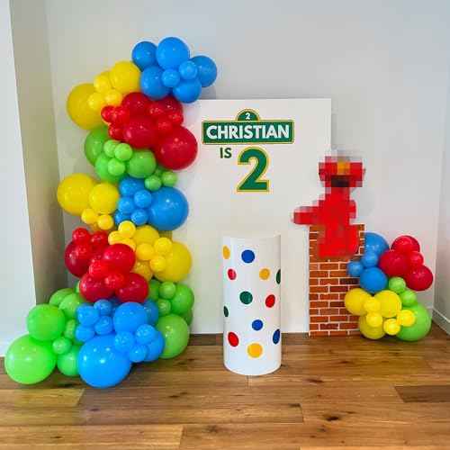 Rainbow Balloon Garland Arch Kit with 162pcs Yellow Blue Red Green Balloons and Long Balloons for Christmas Candyland Birthday Party Decorations