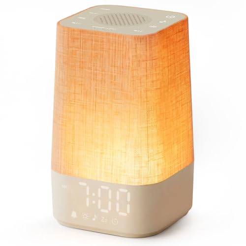 White Sunrise Alarm Clock with Sound Machine, Gentle Wake Light for Bedroom - 3.74 x 3.74 x 7.08 Inches
