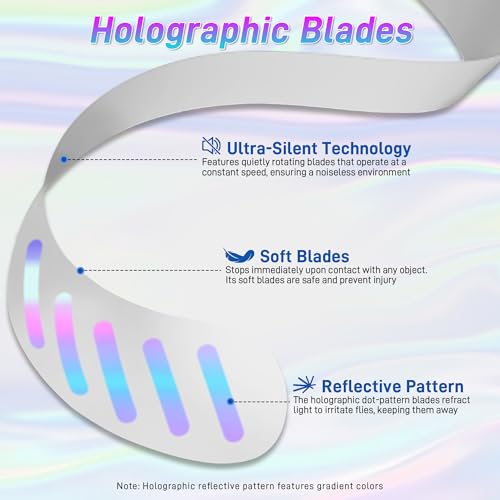 6 Pack Portable Battery-Operated Food Fans with Holographic Blades for Picnic and Party