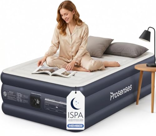 Prosenses Twin XL Air Mattress with Built-in Pump, 18 Inch, Twilight Blue