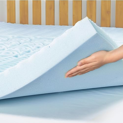 Mellow 4 Inch 5-Zone Memory Foam Mattress Topper, Cooling Gel Infusion, Twin