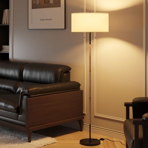 Karjoefar 2-Light Mid Century Floor Lamp with Bronze & White Finish, 3 Color Temp