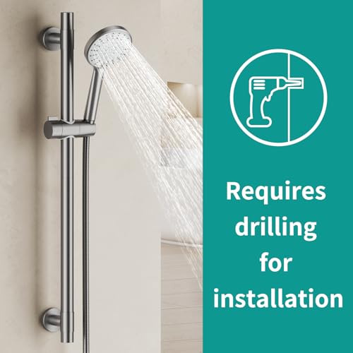 Adjustable Shower Slide Bar with Handheld Head & Hose - Brushed Nickel