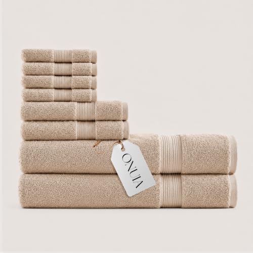 Cotton Towel Set with Bath Towels - Sand - Quick Dry & Ultra Plush