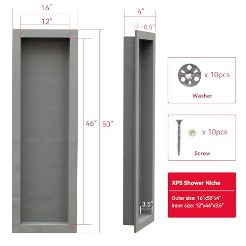 12x46 Inch Waterproof Shower Niche - Embedded Design for Bathroom Tiles