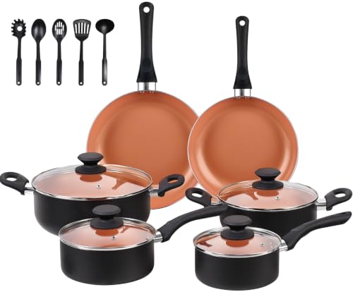 BECIGAR 15-Piece Ceramic Nonstick Cookware Set - Induction Compatible
