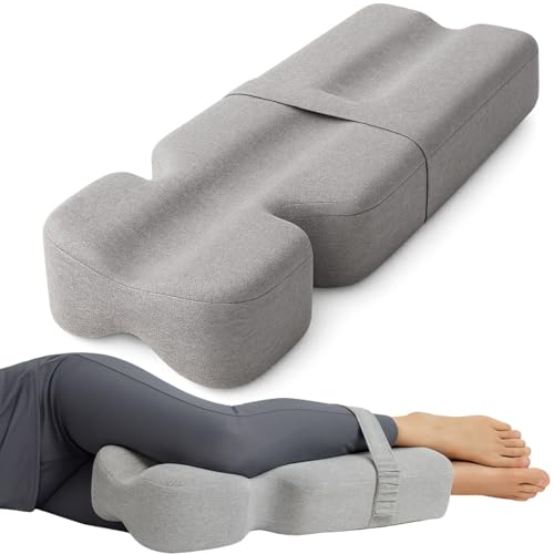 Xtra-Comfort Gray Full Knee Support Leg Pillow for Side Sleepers, Hip & Back Relief