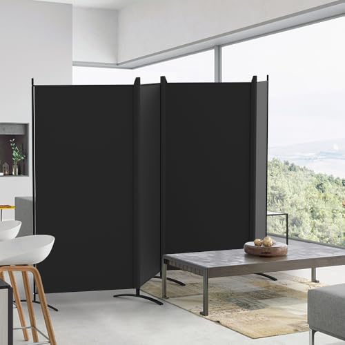 Kokorona 4-Panel Room Divider - Black, 136"W x 71"H Portable Privacy Screen