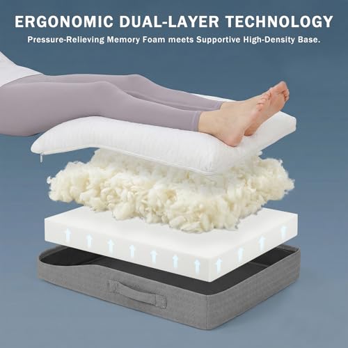 Baibu Memory Foam Leg Elevation Pillow 23.5x18x6 Inch Support Wedge for Circulation & Pain Relief