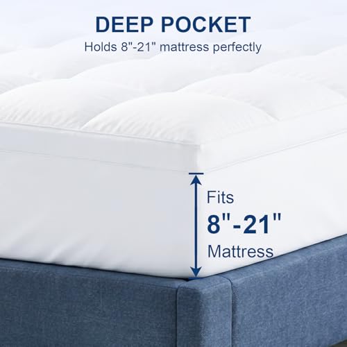 Queen Mattress Topper White 900 GSM High-Fill Plush Bed Cushion