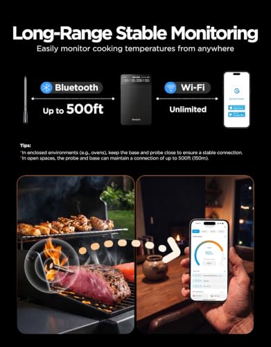 GoveeLife Wireless Meat Thermometer with 4 Probes, App & Alerts
