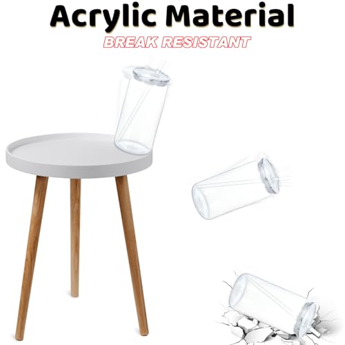 16 Oz Acrylic Can Tumbler Set - Clear Plastic Beer Cups with Lids & Straws, 20 Pack - Variation: Clear / 20