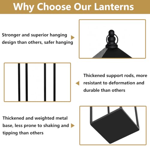 Black Outdoor & Indoor Floor Lanterns Set of 3 - Tall Metal Candle Holders - Variation of THIS listing
